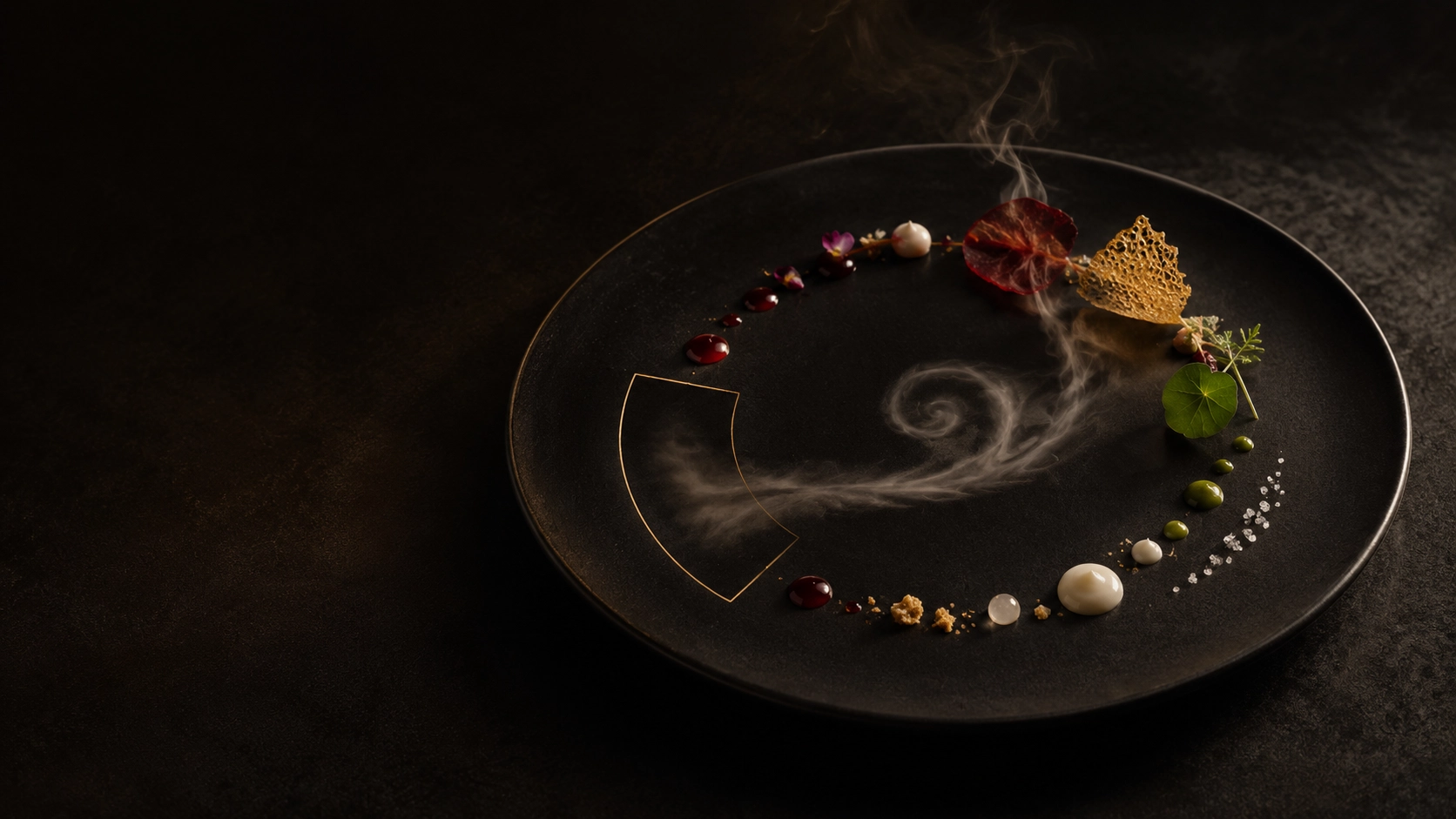 Conceptual culinary presentation illustrating sensory absence in the Maadarani theory.